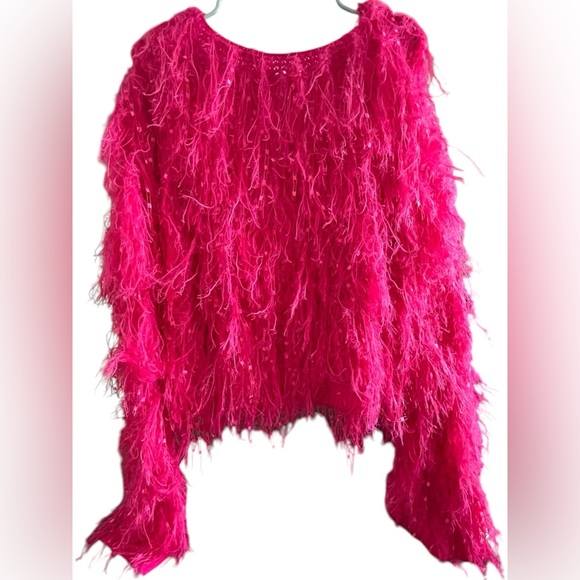 NWT Women’s Davi & Dani Vibrant Pink Eyelash Sweater in Size Large. - Picture 2 of 10